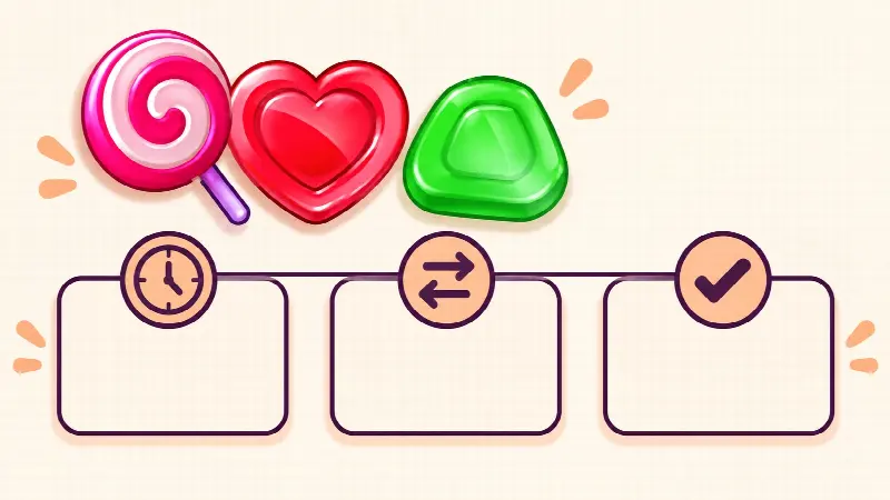 Sweet Bonanza symbols with blank record cards: an editorial reminder to separate session entries.